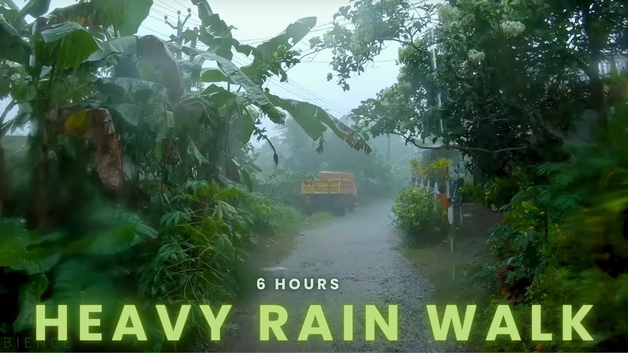 Walking in a Village Rainstorm | Soothing ASMR Sounds for Sleep - Meditation - Study- Strees Relief 