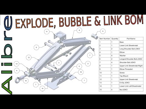 Alibre- Create Exploded Assembly and Bubbled Drawing with Linked BOM! |JOKO ENGINEERING|