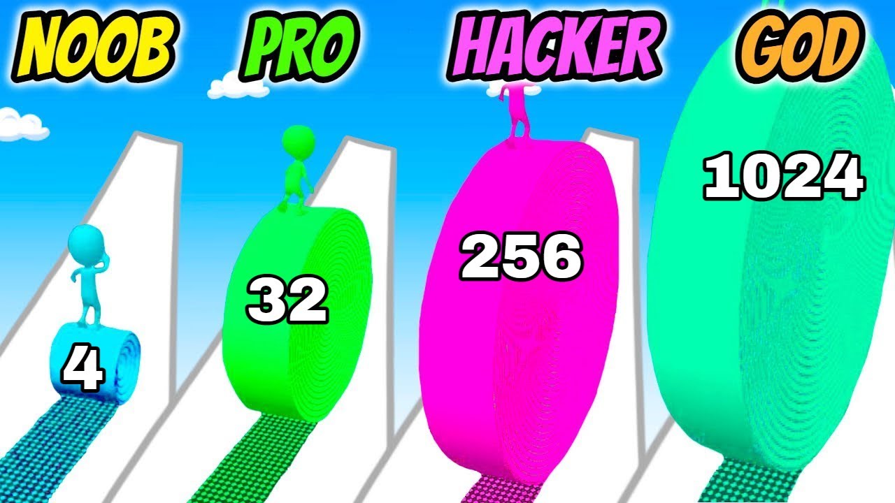 NOOB vs PRO vs HACKER vs GOD in Spiral Roller Run