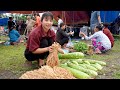 Living off grid  2 days harvest gourds and dried radishes go to market sell  ana bushcraft