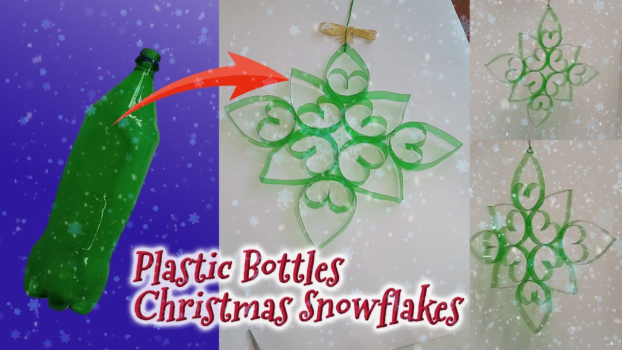 How to Make Snowflakes from Plastic bottles, Christmas Decoration Idea