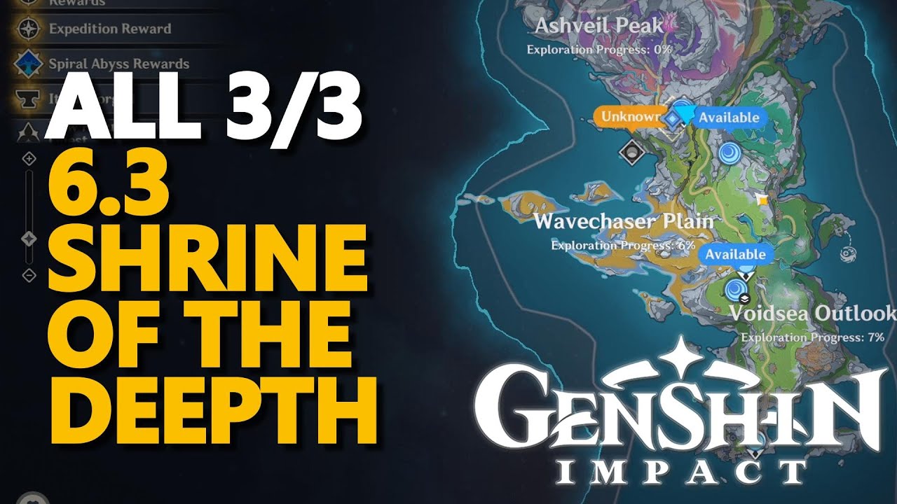 All 6.3 Shrine of the Deepth Genshin Impact (Ashveil Peak, Voidsea Outlook, Wavechaser Plain)