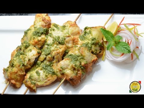 Chicken Fry And Roast Recipes 34 - Cheese Chicken Kebab with Pesto - By Vahchef @ vahrehvah.com