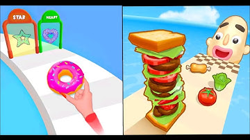 ☑️ Donut stack Run Race 3D 🆚 Sandwich Runner Same Level..!!All New Level Android iOS Gameplay