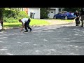 D.C firefighter cleaning hose up