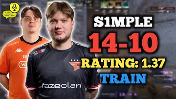 S1MPLE (14-10) RATING: 1.37 | W/ELECTRONIC | FACEIT RANKED (TRAIN) +VOICE COMMS | ELO 3653 | CS2 POV