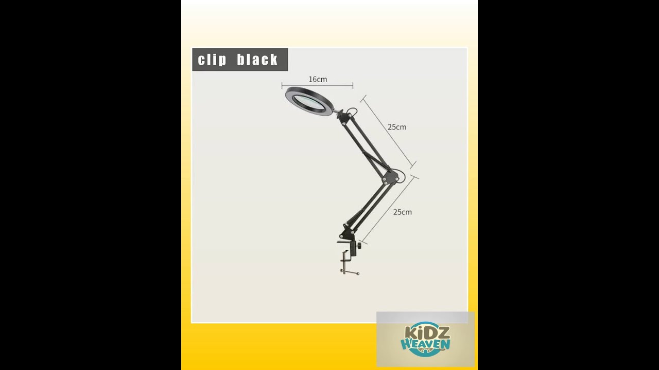 2-in-1 Black LED Magnifier Desk Lamp With Clip - Hands-Free, Dimmable 3-Color Light for Crafts & ...