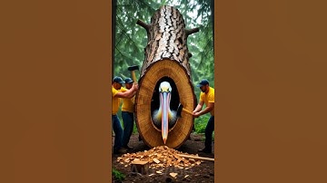 rescue mother duck and ducklings from giant log #animals #funny #shorts #aitivibe