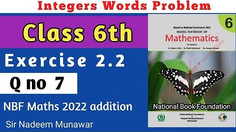 Class 6 Exercise 2.2 Q no 7 NBF Maths Ex 2.2 Federal Board Sir Nadeem Munawar