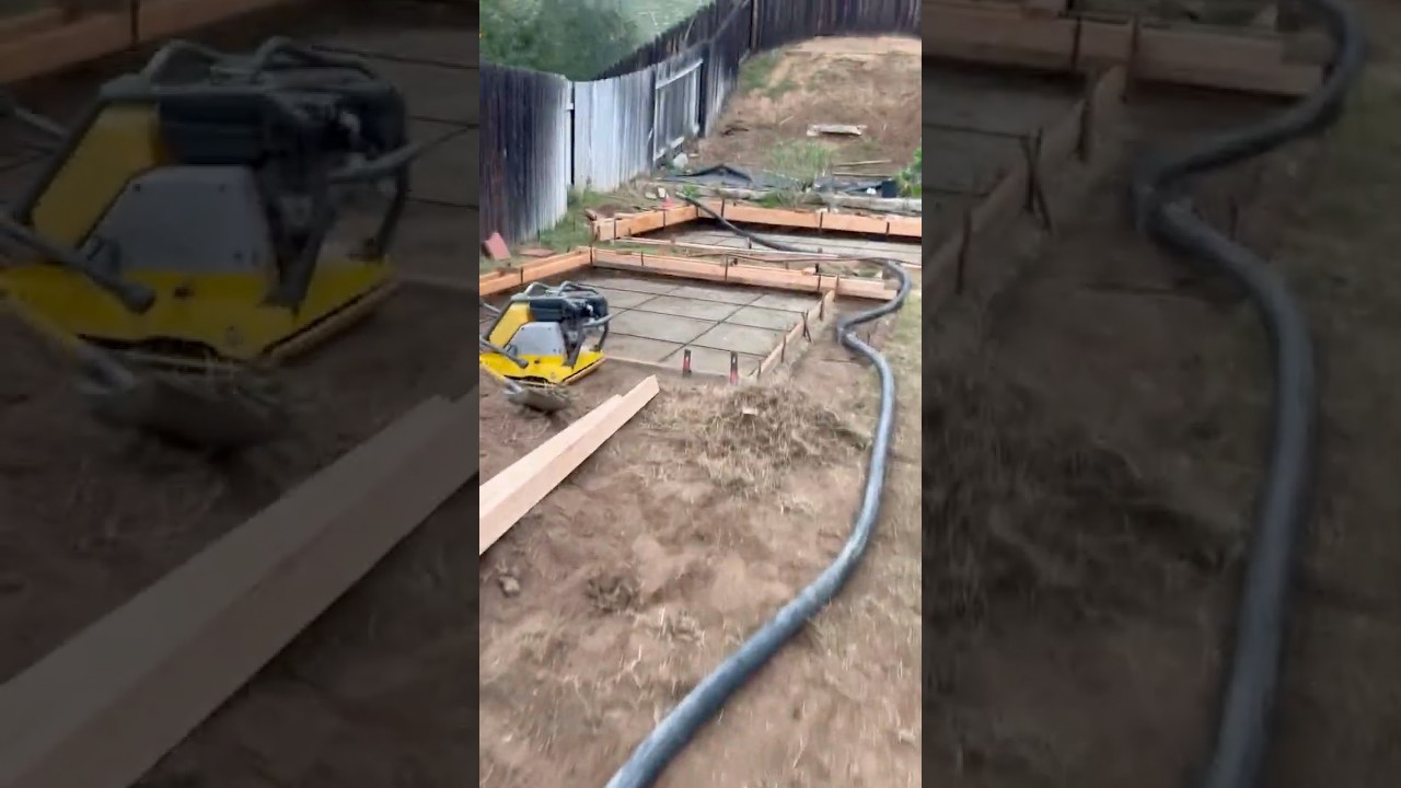 5 yds pump mix w/ fiber. Riverside, Ca. 2 storage sheds w/ retaining curbs. 