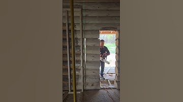 Cutting out the doors and windows in our Log Cabin in Minnesota. #logcabin #loghome #DIY #stihl #log