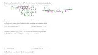 Calculus I:  Increasing Decreasing Concavity example