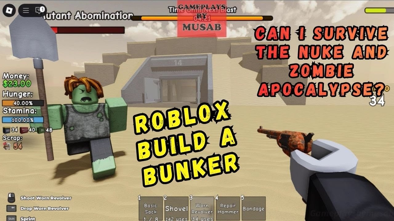 Выжить после ядерного взрыва 14 дней в Roblox. Построить бункер 