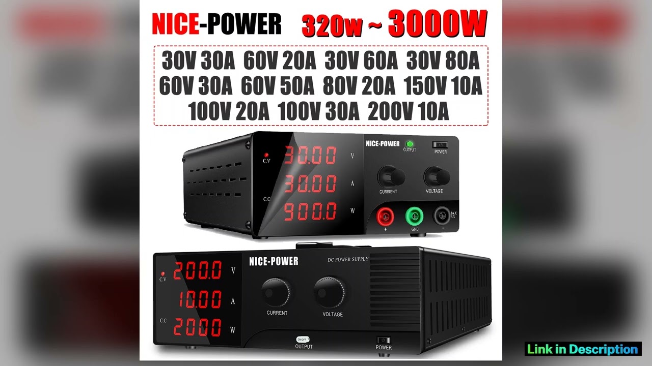 NICEPOWER 1200W 3000W DC Adjustable Power Supply Lab Bench Source 30V 60V 100V 200V 300V10A 30A 60A
