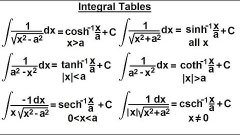 Calculus 2: Hyperbolic Functions (42 of 57) Integral Tables