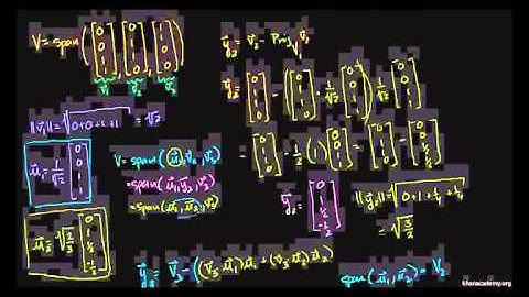 Linear Algebra Gram Schmidt example with 3 basis vectors