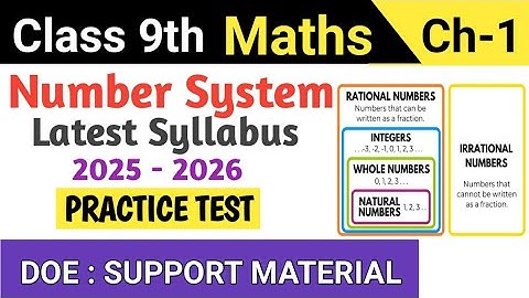 Class 9 Maths Chapter 1 Number System DOE Support Material | Practice Test Paper 20 Marks Time 1hour