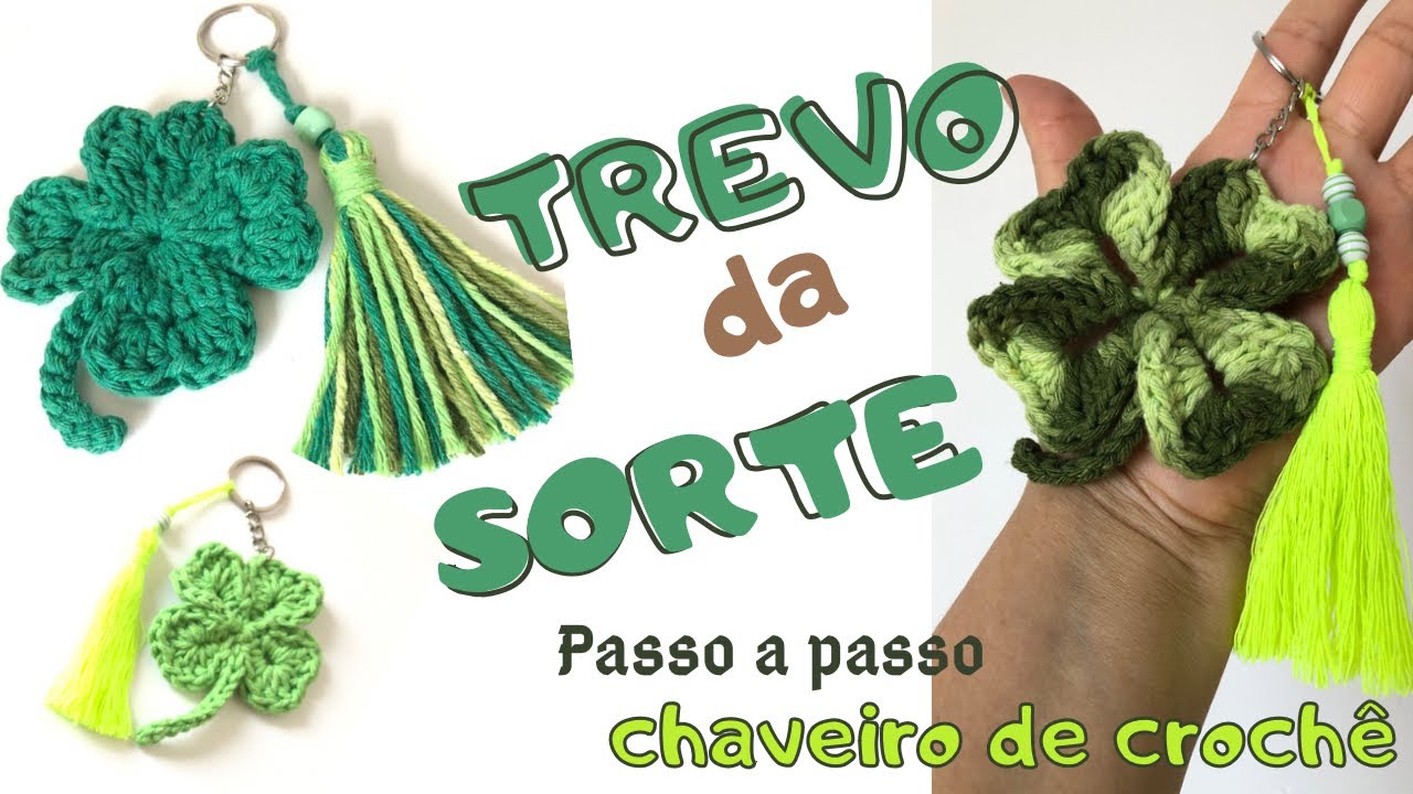 TREVO da SORTE[chaveiro em crochê]#crochê #crochet