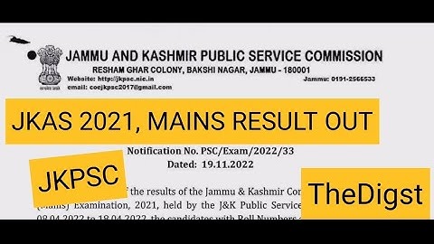 JKAS 2021 Mains results out || Result of JKAS 2021 out. #JKPSC #JKSSB