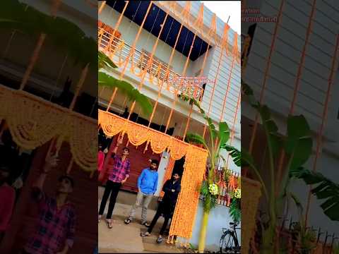 गृह प्रवेश flower decoration||घर का सजावट गेंदा के फूल से||#flowerdecoration #trending#vairal #song