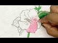 Try this amazing China Rose Flower Pattern Embroidery Design with very easy stitches - embroidery