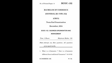 BCOC-132 Dec 2024 | IGNOU Previous Year Question Paper