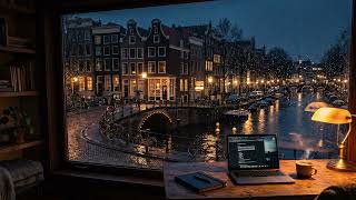 Rainy Amsterdam Canal Ambience | 1 Hour Soft Piano for Study, Focus & Relaxation screenshot 1