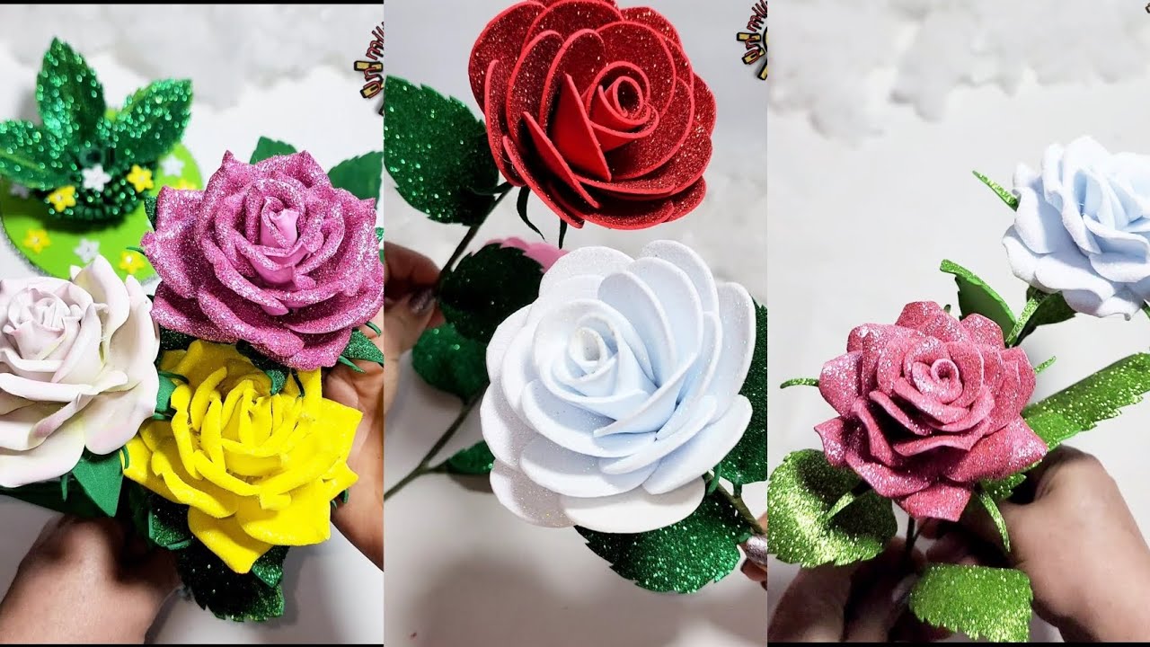ТРИ ПРОСТЫХ ИДЕЙ ДЛЯ ИЗГОТОВЛЕНИЯ РОЗ 🌹 ИЗ ПЕНОПЛАСТА ИЛИ ЭВА-ПЕНОПЛАСТА