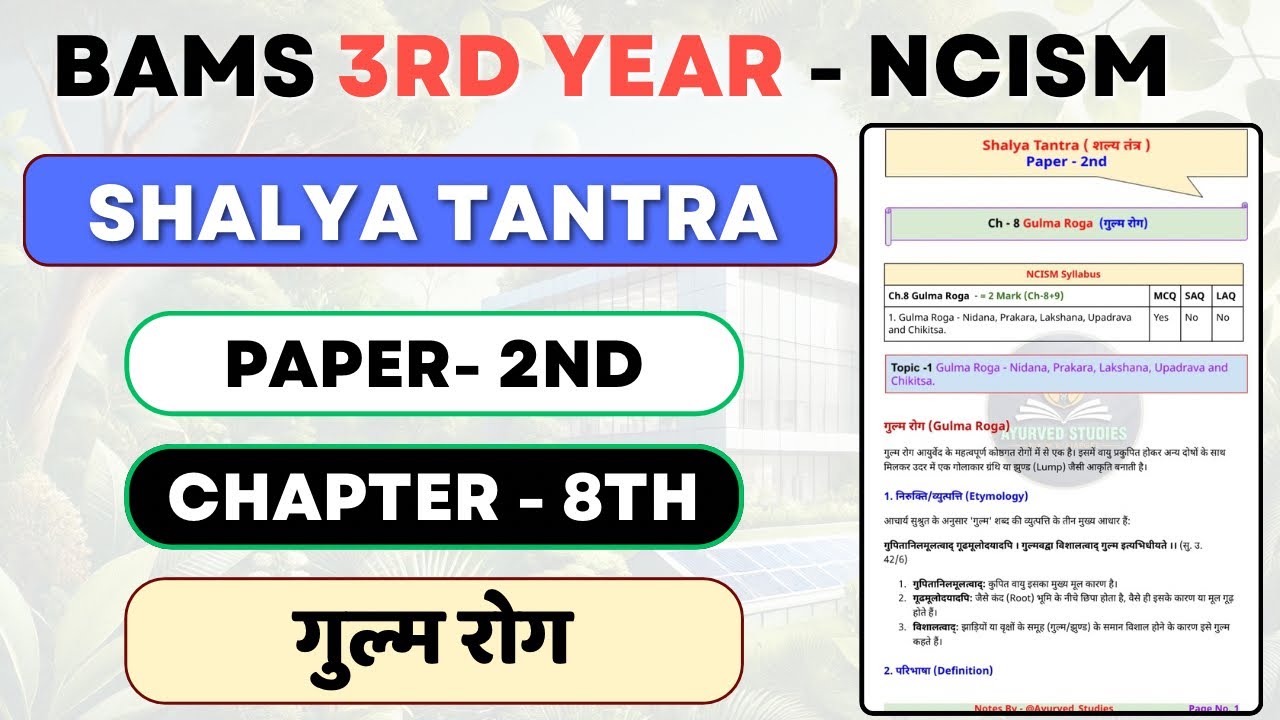 Gulma Roga | Shalya Tantra Paper 2 | BAMS 3rd Year NCISM | Nidana, Prakara, Lakshana & Chikitsa