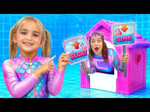 Will she sink or float? Alice is testing pink toys in the pool!