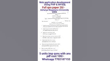 web application development 5thsem model Qsn paper #acharyanagarjunauniversity #bsc #php notes 2025