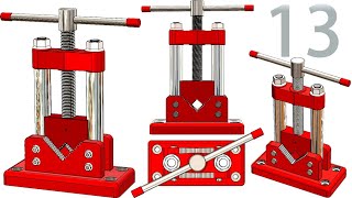 13Project 46| TwoSided Pipe Vise | SolidWorks Tutorial: final assembly, animation, process list