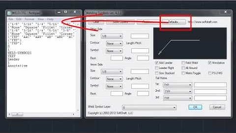 Weld2K AutoCAD Plugin: Setting The Defaults