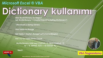 EXCEL VBA - Dictionary Kullanımı