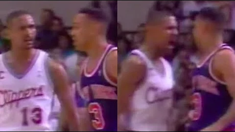 John Starks THROWS a cup of water at Mark Jackson ...