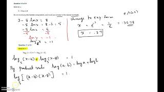 Practice Exam 4 (Ch 8-9) - Intermediate Algebra -#10 & #11 (Solving logarithmic equations)