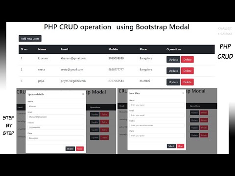 PHP CRUD using Bootstrap Modal || Complete Project