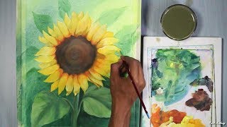 sunflower acrylic paint step painting paintings paper canvas simple beginners beginner techniques