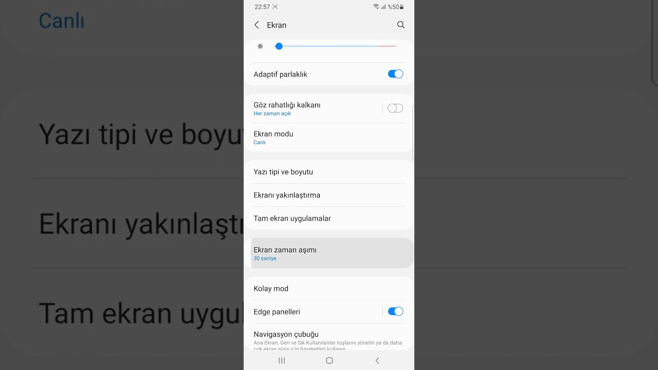 Samsung Ekran Kapanma Süresi Ayarlama