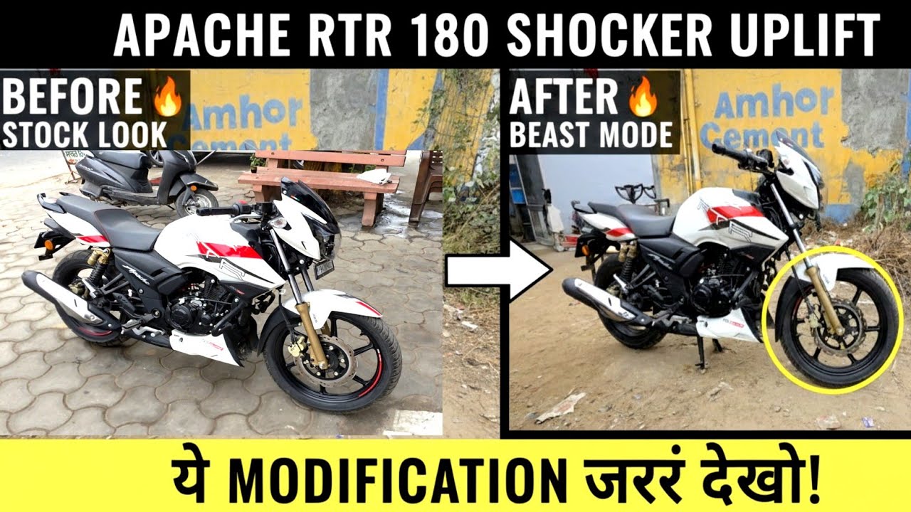 Dhamaka Look! 🔥 Apache RTR 180 2V Front Shocker Uplift | Detailed Modification (Sabse Best)