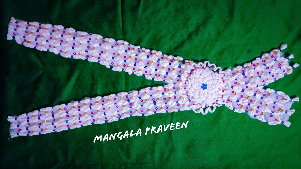 Cotton garland : 77 Peas chain with Lotus pendant (ಬಟಾಣಿ ಹಾರದ ಜೊತೆಗೆ ಲಕ್ಷ್ಮಿ ಹೃದಯ ಕಮಲದ ಪದಕ)