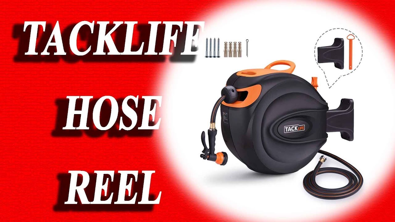 TACKLIFE Hose Reel Wall Mounted Retractable Garden Hose Garden