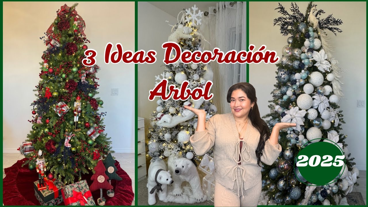 3 Ideas para decorar el árbol navidad 2025 🎄 Elegante paso a paso ✨ Como decorar el árbol de navidad