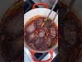 Braised Short Ribs. Note we added 2C Beef Broth after 2hrs and done after 3hrs. 4hrs at 350 too long