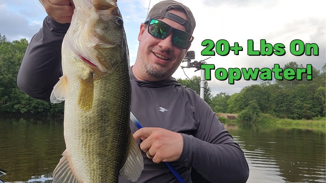 Hidden Lake Is Loaded with BIG BASS !! 20+ Pound Bag TOPWATER BEATDOWN!!