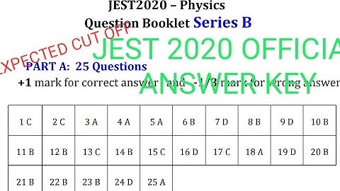 JEST 2020 OFFICIAL ANSWER KEY RELEASED SERIES A B C D | EXPECTED CUT OFF JEST 2020 , GATE 2020 ,