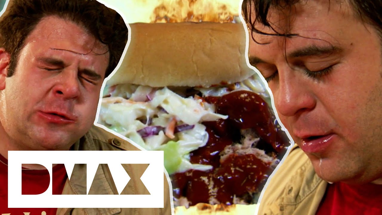 Adam Struggles To Finish A Pork Sandwich Drenched In Habanero Sauce - Man V Food