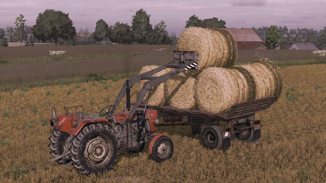 Załadunek i zwóz bel. Ursus C-330 Tur-1/Autosan d35/ FS22