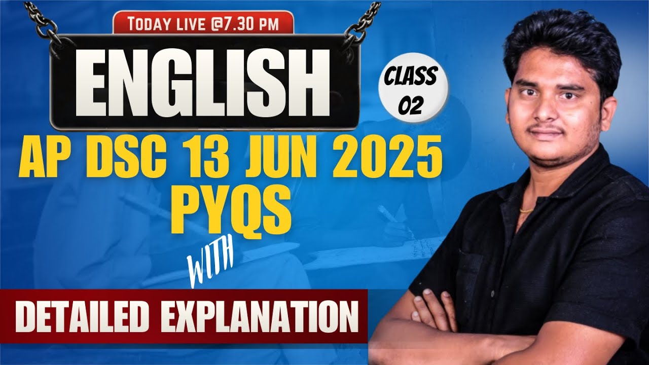 AP DSC Previous Year Paper Questions | 13 June 2025 English Paper Explanation LIVE | AP DSC 2026 SGT