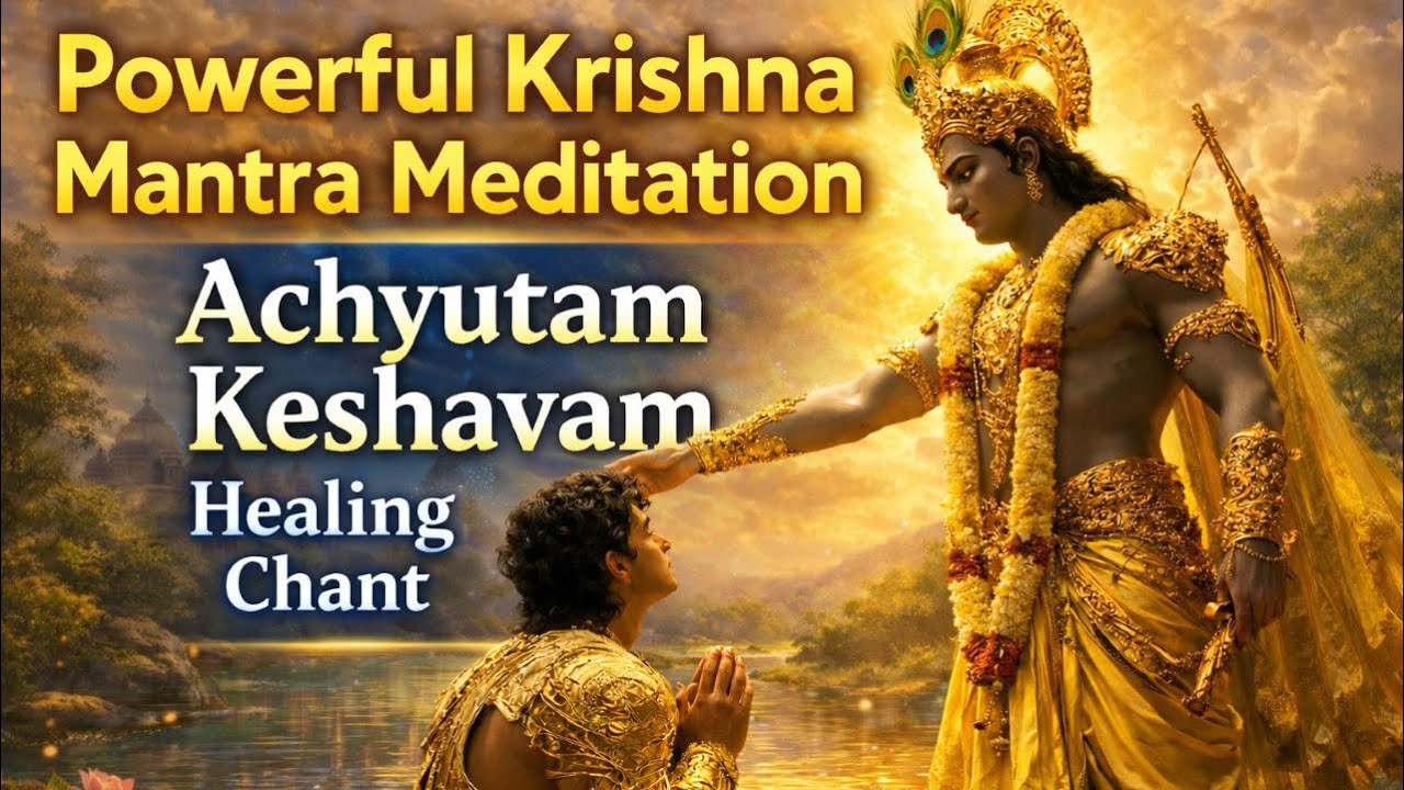 Powerful Krishna Mantra Meditation | Achyutam Keshavam Healing Chant